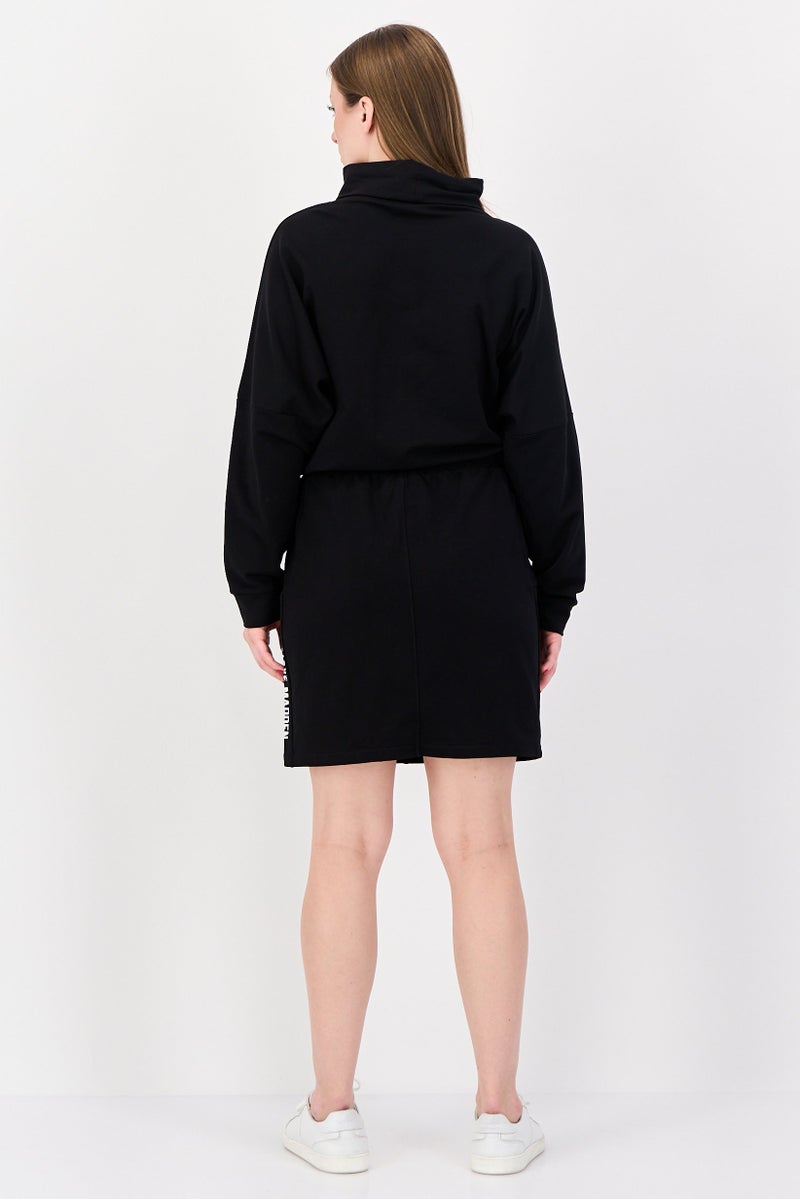 STEVE MADDEN Women 2 Pieces Brand Logo Sweatshirt And Mini Skirts Set, Black - Image 3